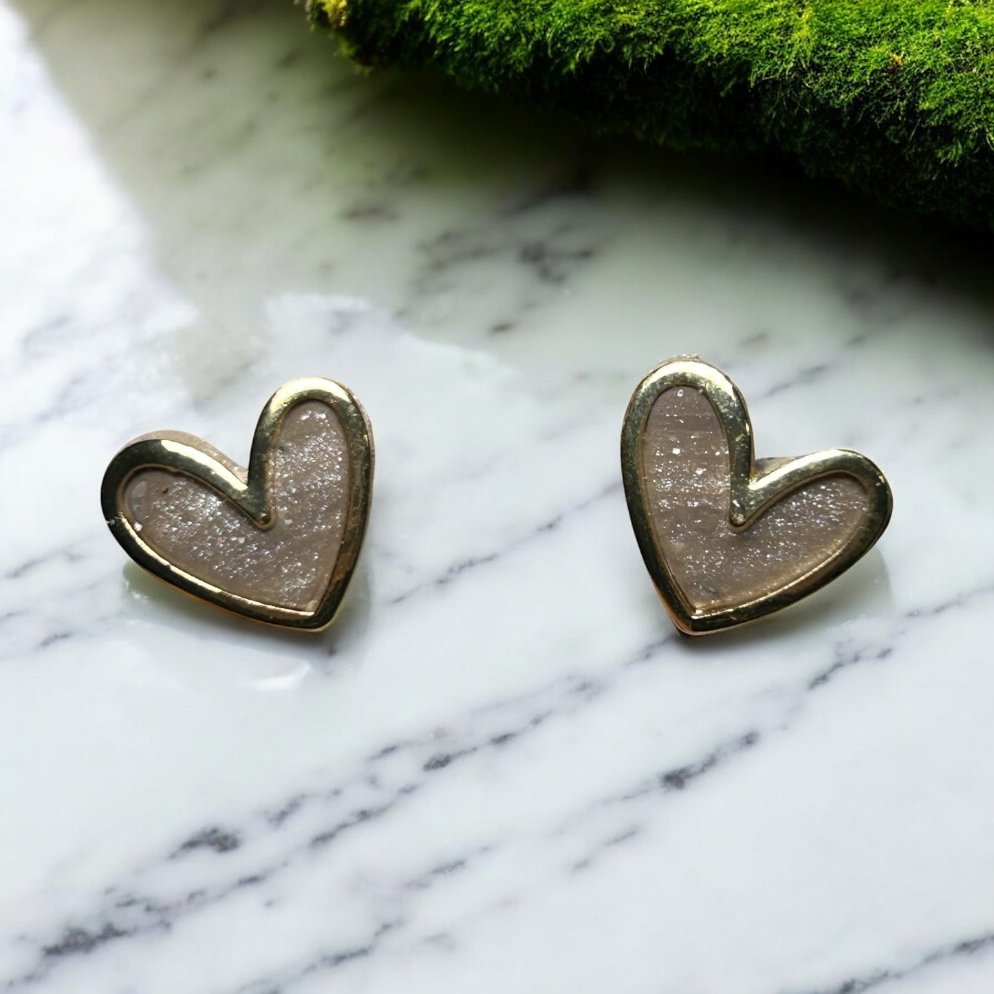 Tan Heart Studs