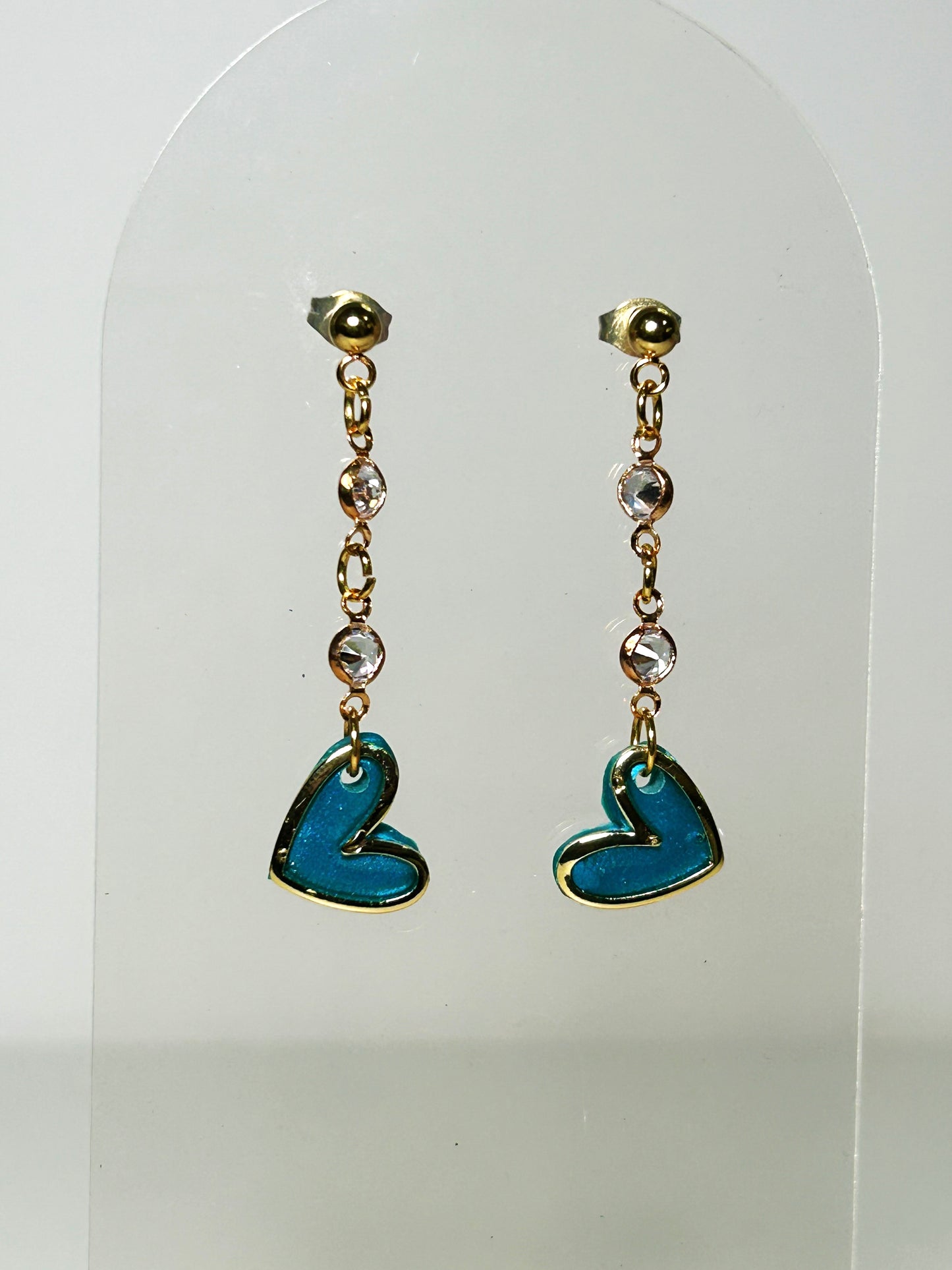 Peacock Blue Heart Dangles