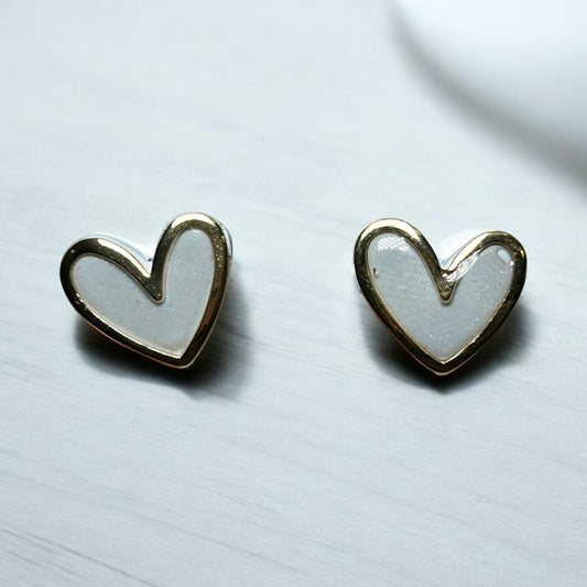Blue Gray Heart Studs