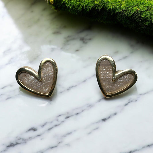 Tan Heart Studs