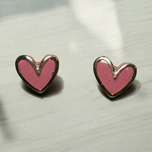 Pink Heart Studs