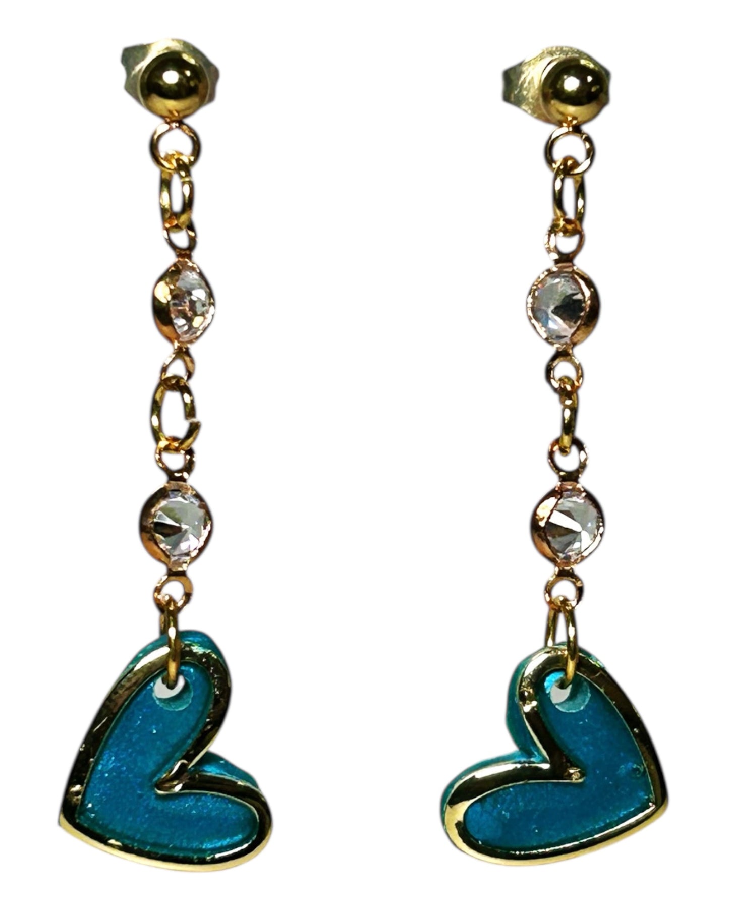Peacock Blue Heart Dangles