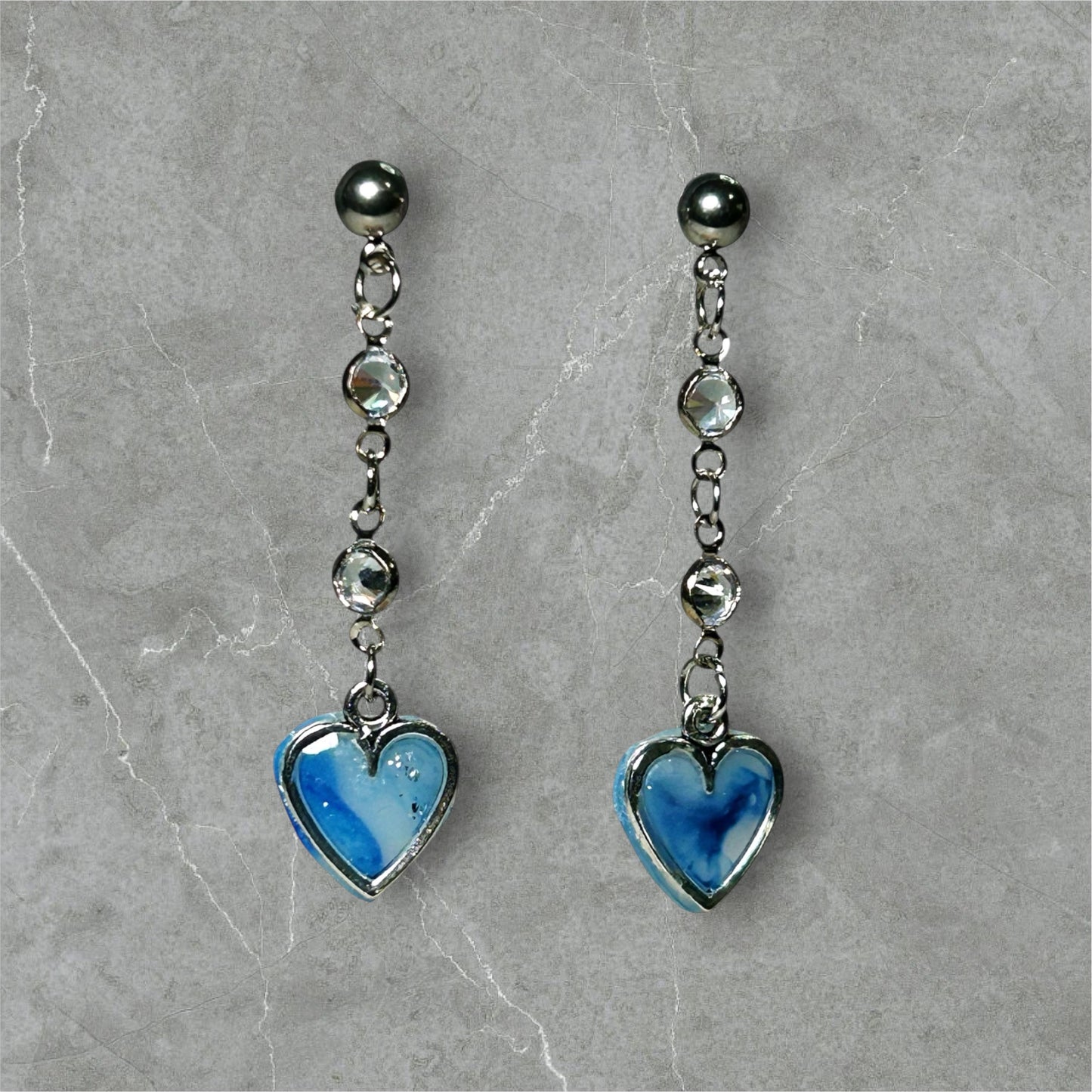 Marble Blue Hearts
